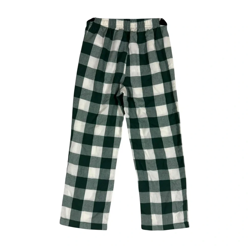 Gap Pajama Pants Kids 6 Green White Buffalo Plaid Flannel Sleep Lounge Cozy